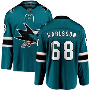 Kinder San Jose Sharks Eishockey Trikot Melker Karlsson #68 Breakaway Teal Grün Fanatics Branded Heim